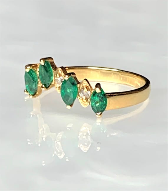 Emerald Diamond Eternity Band, Emerald Ring For Wo