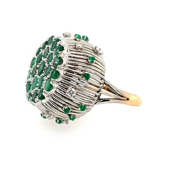 Vintage Emerald Diamond Ring: 14k Two Tone Gold, … - image 6