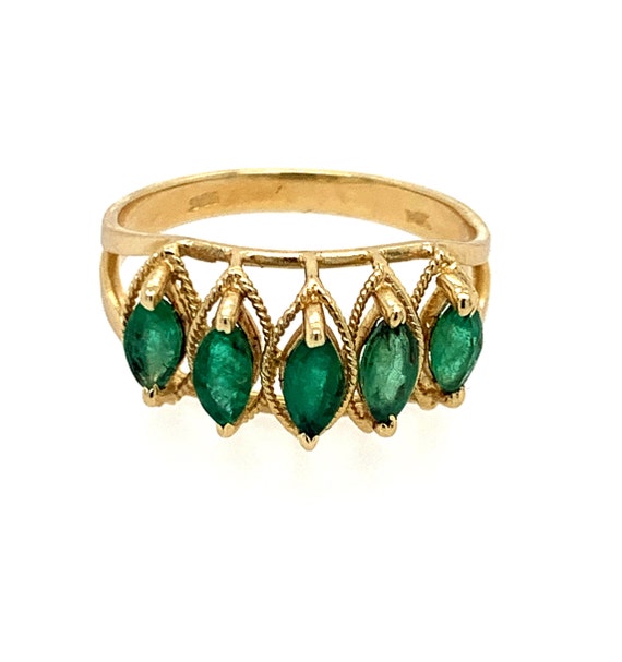 Emerald vintage ring| Emerald marquise ring| Emera