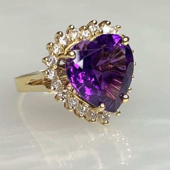 Amethyst Ring, Amethyst Heart Ring, Amethyst Diam… - image 2