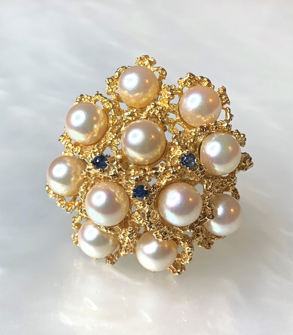 Pearl Cocktail Ring, Pearl Ring, Vintage Pearl Rin