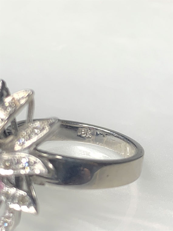 Vintage Ruby Flower Ring: Marquise & Pear Cut, Di… - image 5