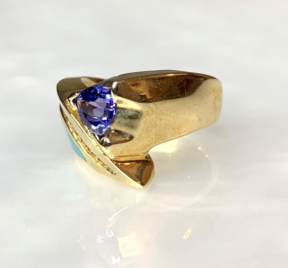 Trillion Tanzanite Ring, Trillion Cut Ring, Tanza… - image 3