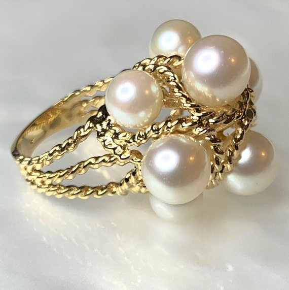 Pearl Ring, Vintage Pearl Ring, Pearl Gold Ring, … - image 2