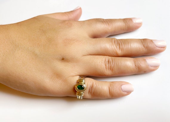 Bezel Emerald Ring, Vintage Emerald Ring, Emerald… - image 4