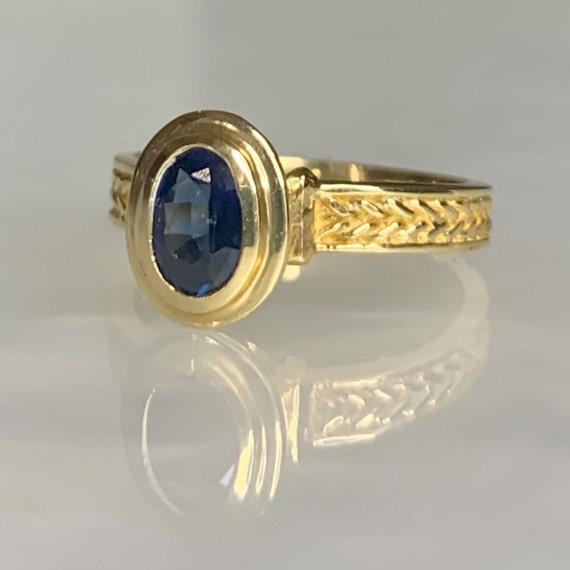 Vintage Sapphire Ring, Sapphire Solitaire Ring, M… - image 1