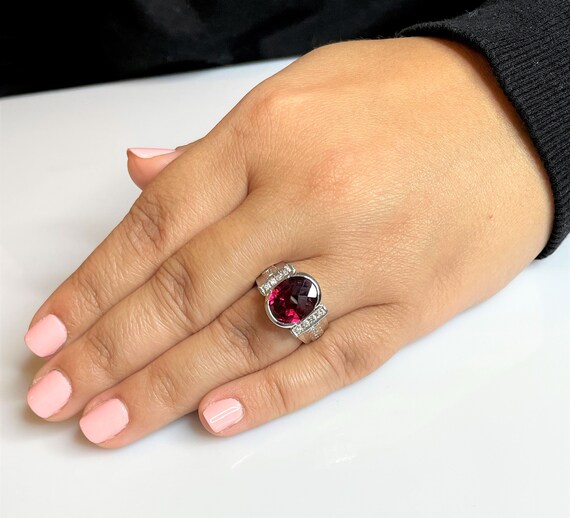 Rubellite Tourmaline Ring Colored Gemstone Engagement Ring