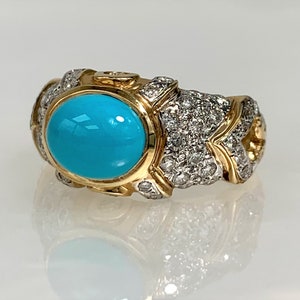Turquoise Diamond Ring, Turquoise Jewelry, Turquoise Gold Ring, Sleeping Beauty Turquoise Ring, Blue Gemstone Ring, Gemstone Engagement Ring