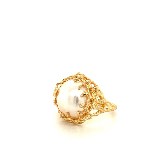 Mabe Pearl Ring, Pearl Gold Ring, Vintage Mabe Pe… - image 7