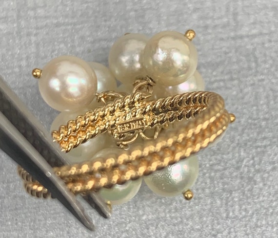 Pearl Gold Ring, Pearl Cocktail Ring, Pearl Clust… - image 6