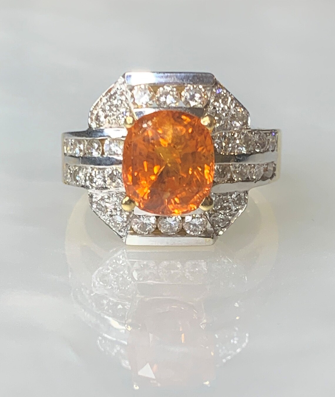 Orange Sapphire Ring Natural Orange Sapphire Sapphire Ring Etsy