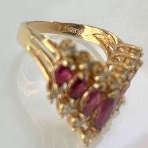 Vintage Ruby Ring, Ruby Ring, Half Eternity Ring ,Vintage Jewelry, Antique Ruby Ring, Ruby Diamond Ring, Marquise Ruby Ring, July Birthstone image 9