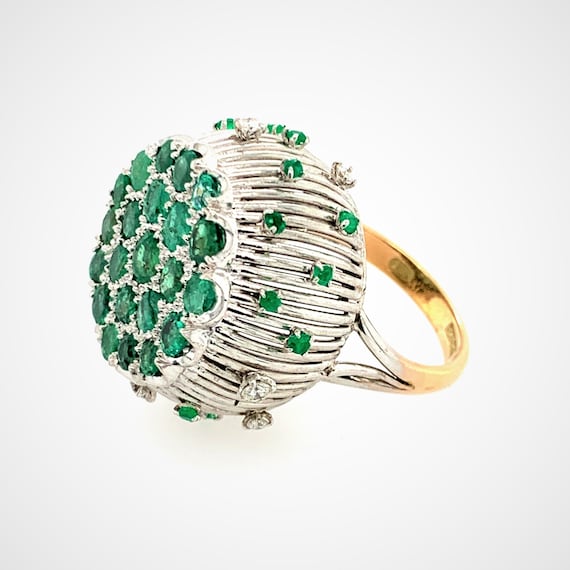 Vintage Emerald Diamond Ring: 14k Two Tone Gold, … - image 5