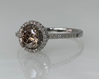 Champagne Diamond Ring, Champagne Diamond, Champagne Diamond Engagement Ring, Halo Engagement Ring, Halo Diamond Engagement Ring, OOAK Ring