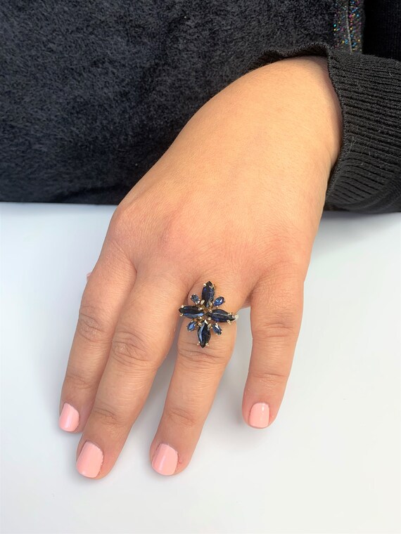 Vintage 14k Gold Starburst Sapphire Ring: Celesti… - image 5