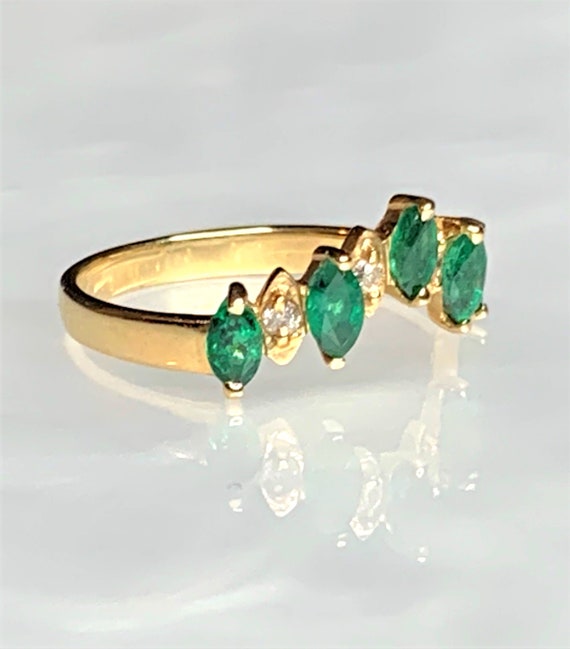 Emerald Diamond Eternity Band, Emerald Ring For W… - image 2