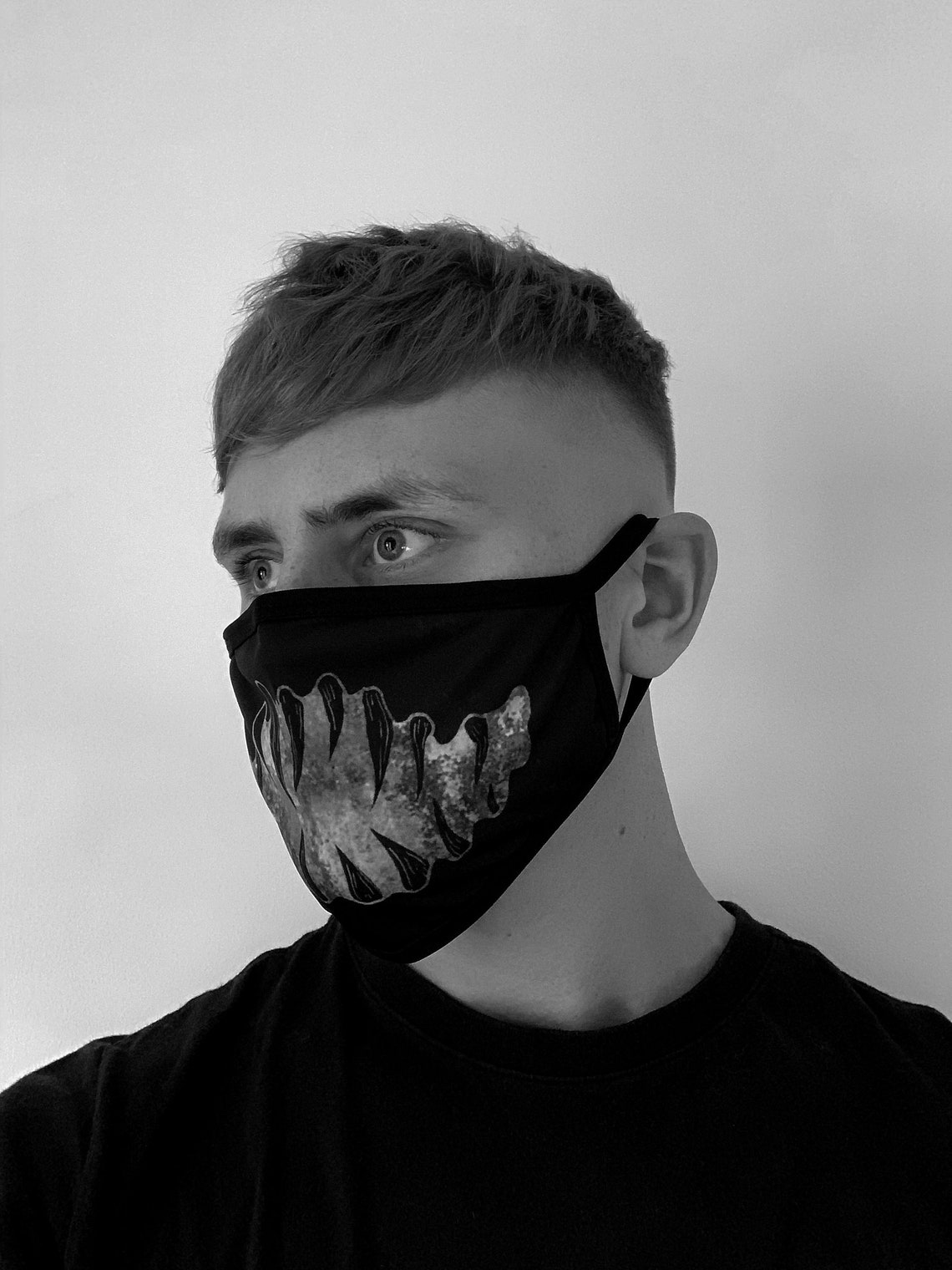 Halloween Teeth Facemask Black Etsy