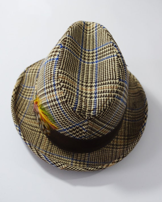 JCPenny Brown Plaid Trilby Hat, circa 1960's - si… - image 4