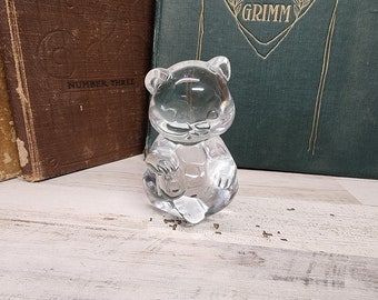 Fenton Clear Glass Teddy Bear, Fenton Art Glass Bear, Clear Fenton Bear, Fenton Teddy Bear, Fenton, Glass Bear, 1970&#39;s. F-1