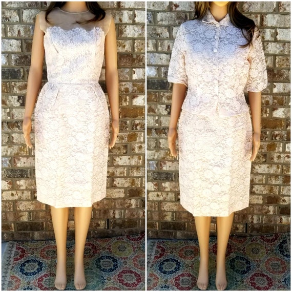 Vintage 1950's Lace Jacket & Dress set-Wedding dre