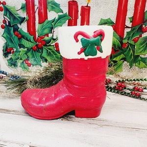 Santa Boot Planter Vintage Ceramic Christmas  Mid Century Kitsch 1960s. E-1