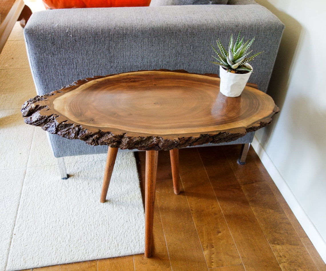 Artisan wood slice table live edge side table tree trunk | Etsy