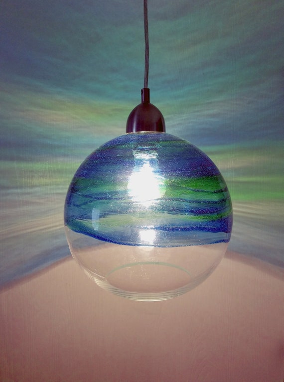 Ocean Wave Light Pendant Blue Sea Green Modern Beach Etsy