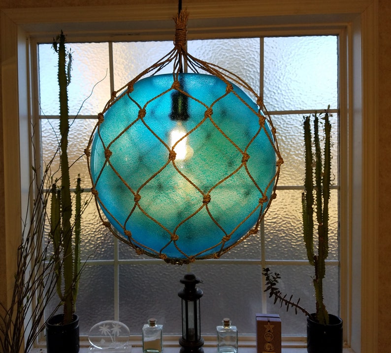 Large Nautical Light Pendant 16 Aqua Blue Tiki | Etsy