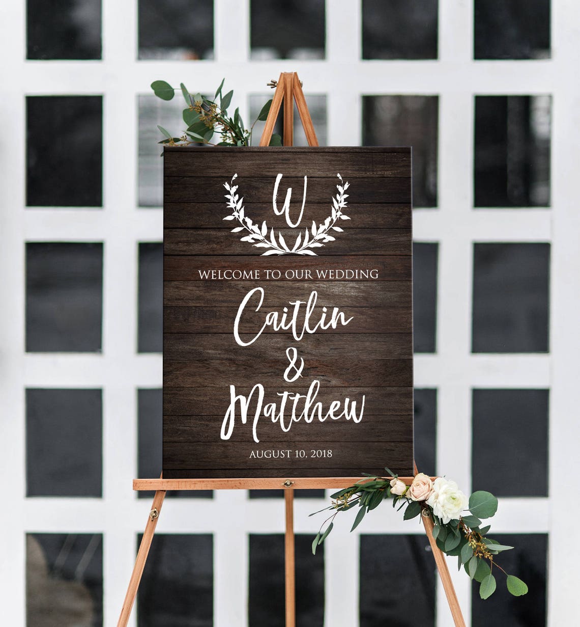 Wedding welcome sign rustic wood Printable personalized | Etsy