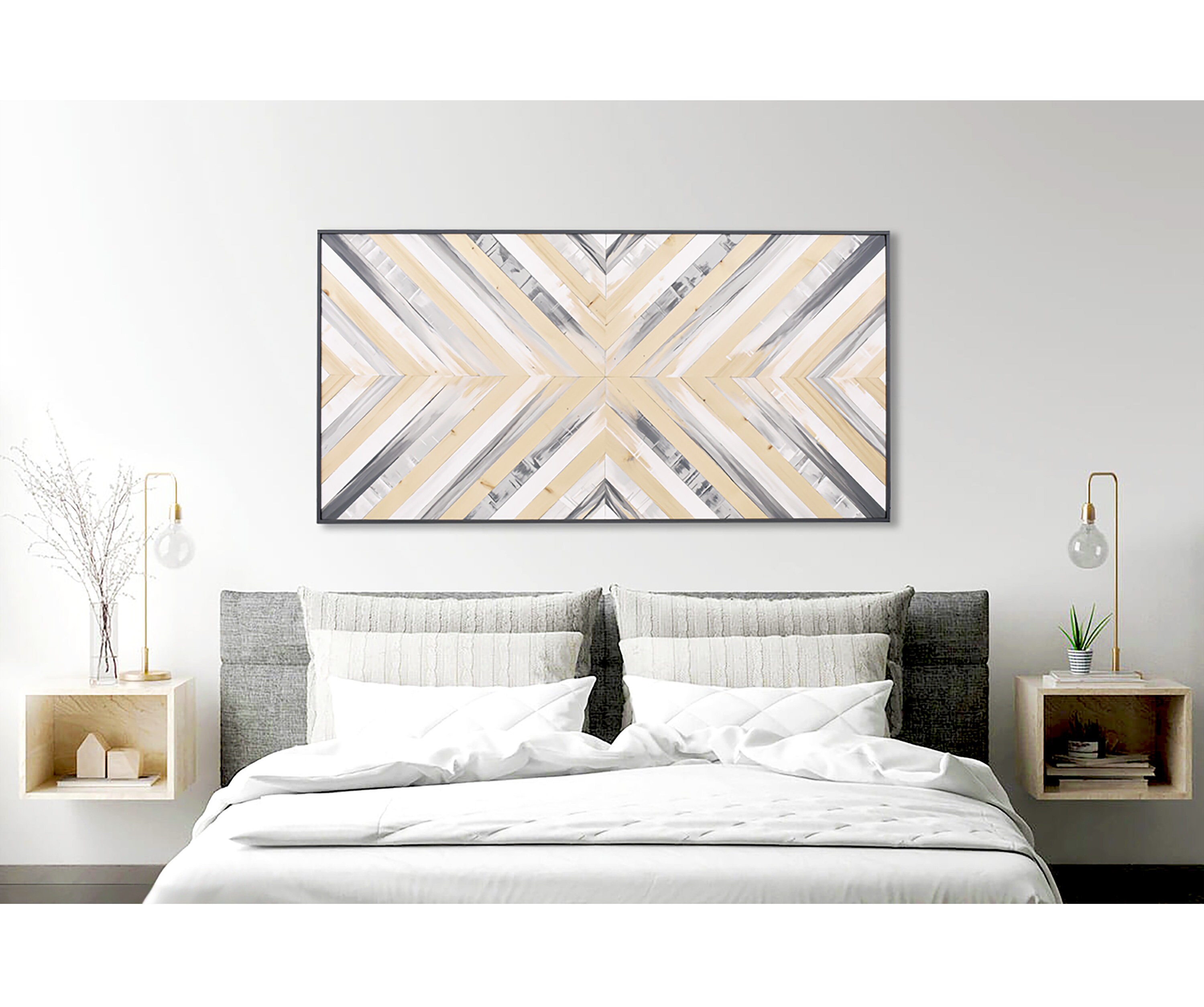 Gray Wood Wall Art White Modern Wood Wall Art Large Wood Etsy