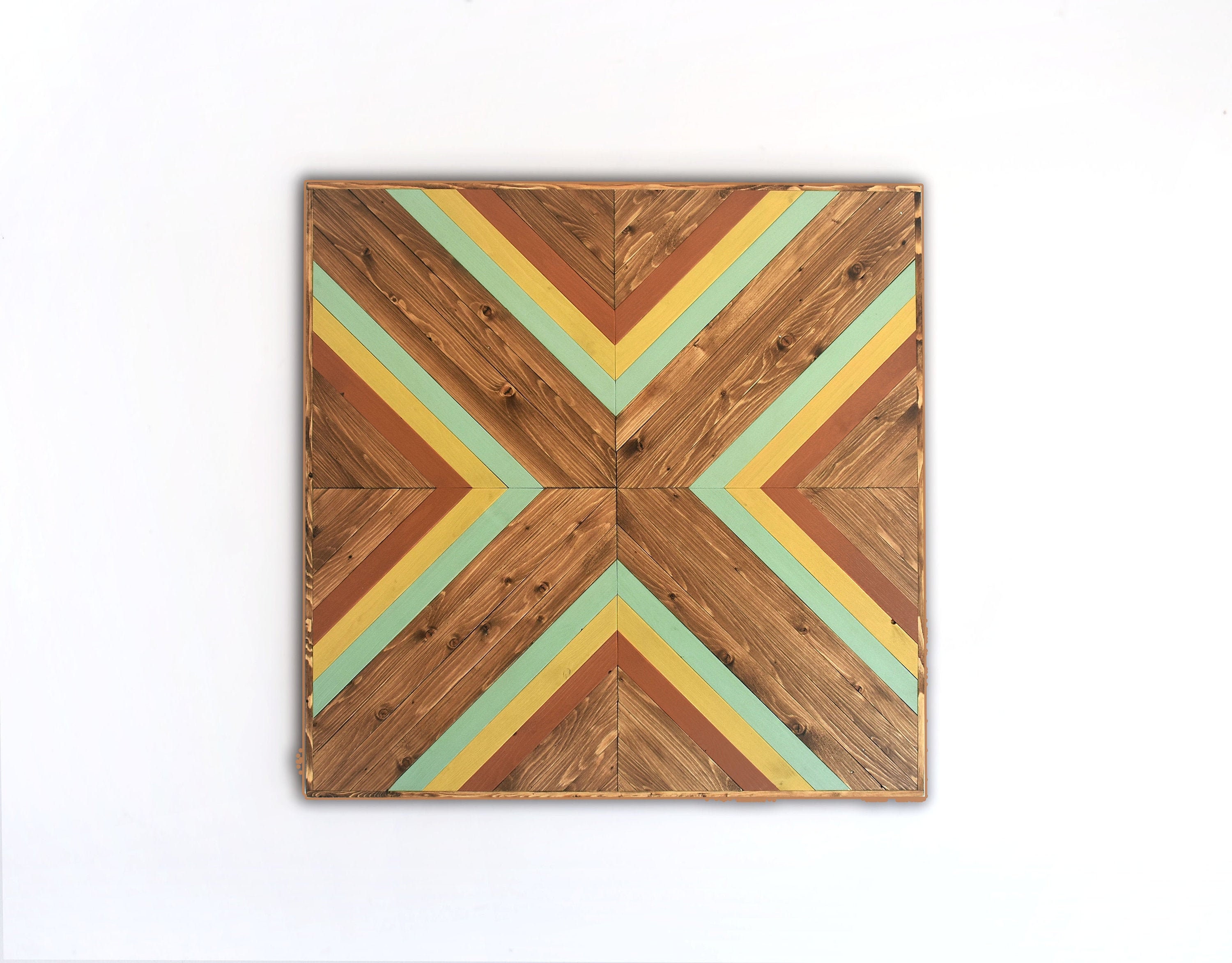 Mid Century Modern Wood Wall Art Square Wood Wall Art Etsy