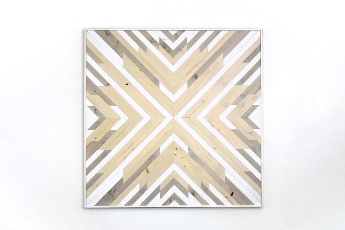 Modern White Wood Wall Art Square Minimalist Wall Art Etsy