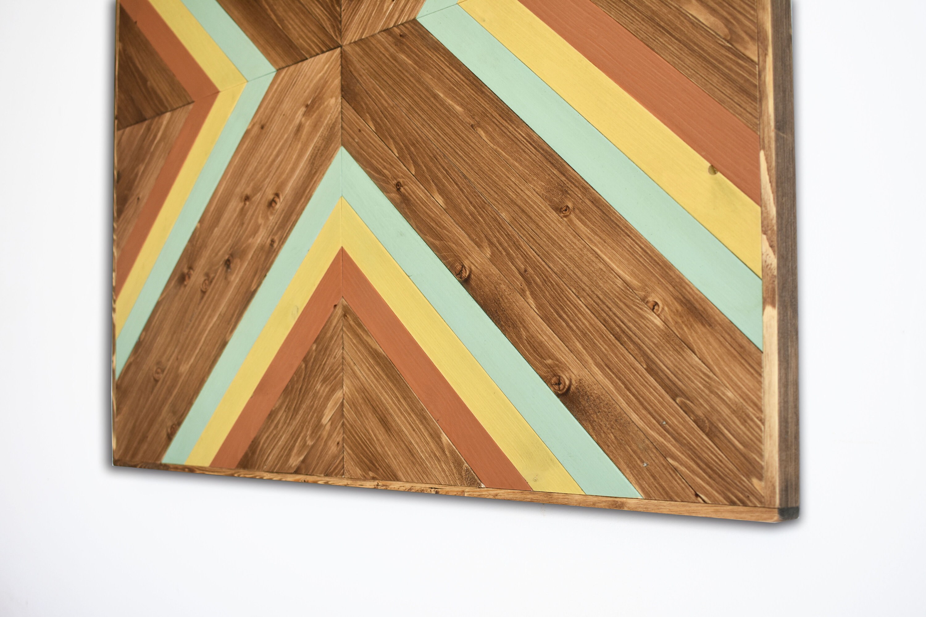 Mid Century Modern Wood Wall Art Square Wood Wall Art Etsy