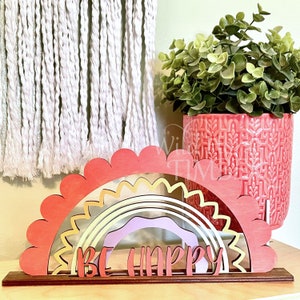Standing Rainbow Shelf Decoration Personalized Kids Room Decor Laser SVG Cut File for Glowforge Epilog Projects Laser Cutting Download