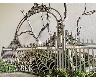 Miniature Tabletop Cemetery Gates Decoration for Halloween Decor
