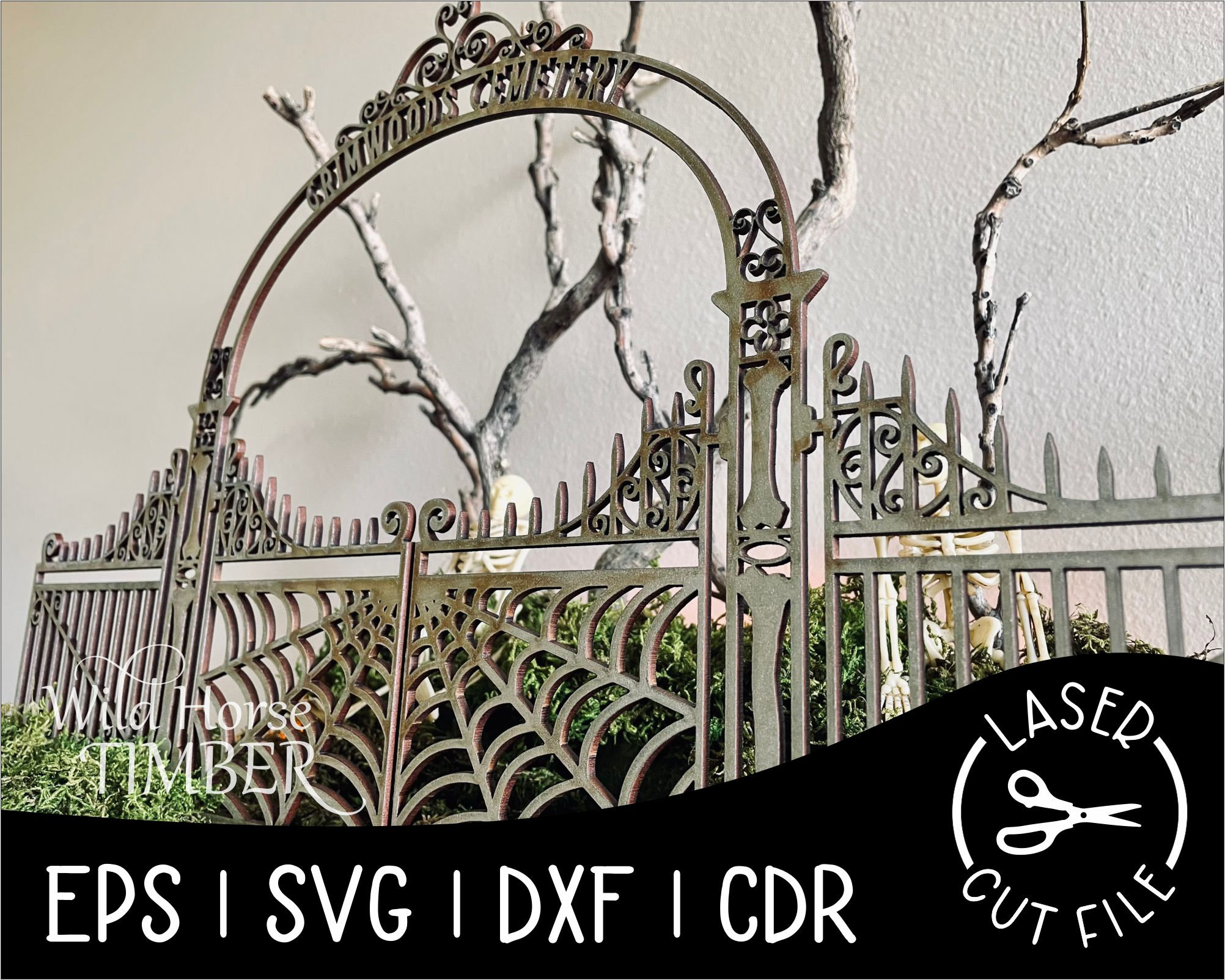 Miniature Tabletop Cemetery Gates Decoration for Halloween Decor