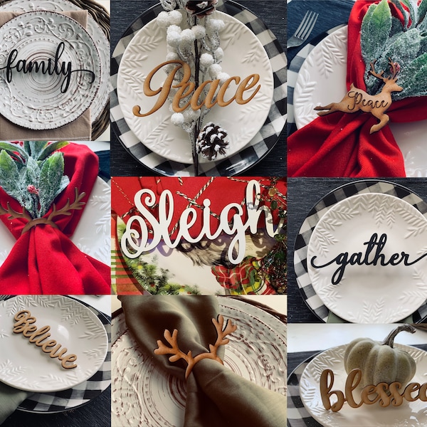 Table Setting Place Setting Napkin Ring Bundle Laser Cut File for Glowforge Epilog Projects Laser Cutting Download
