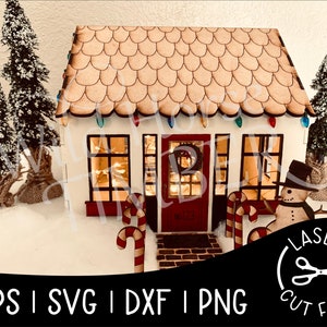 Cottage Doll House Gingerbread House Wood House Miniature House Laser SVG Cut File for Glowforge Epilog Projects Laser Cutting Download