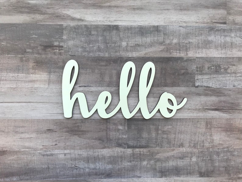 Hello Wood Sign Hello Cutout Wood Cutout Wreath Etsy