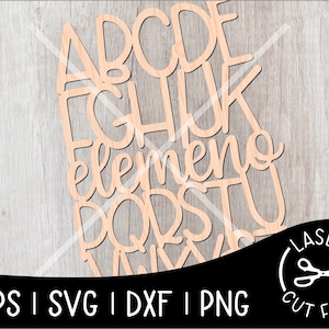 May include: A set of wooden letters spelling out "ABCDE FGH IJK ELEMNO PQRST UVWX YZ". The letters are cut out of wood and have a natural wood finish. The letters are arranged in a random order.