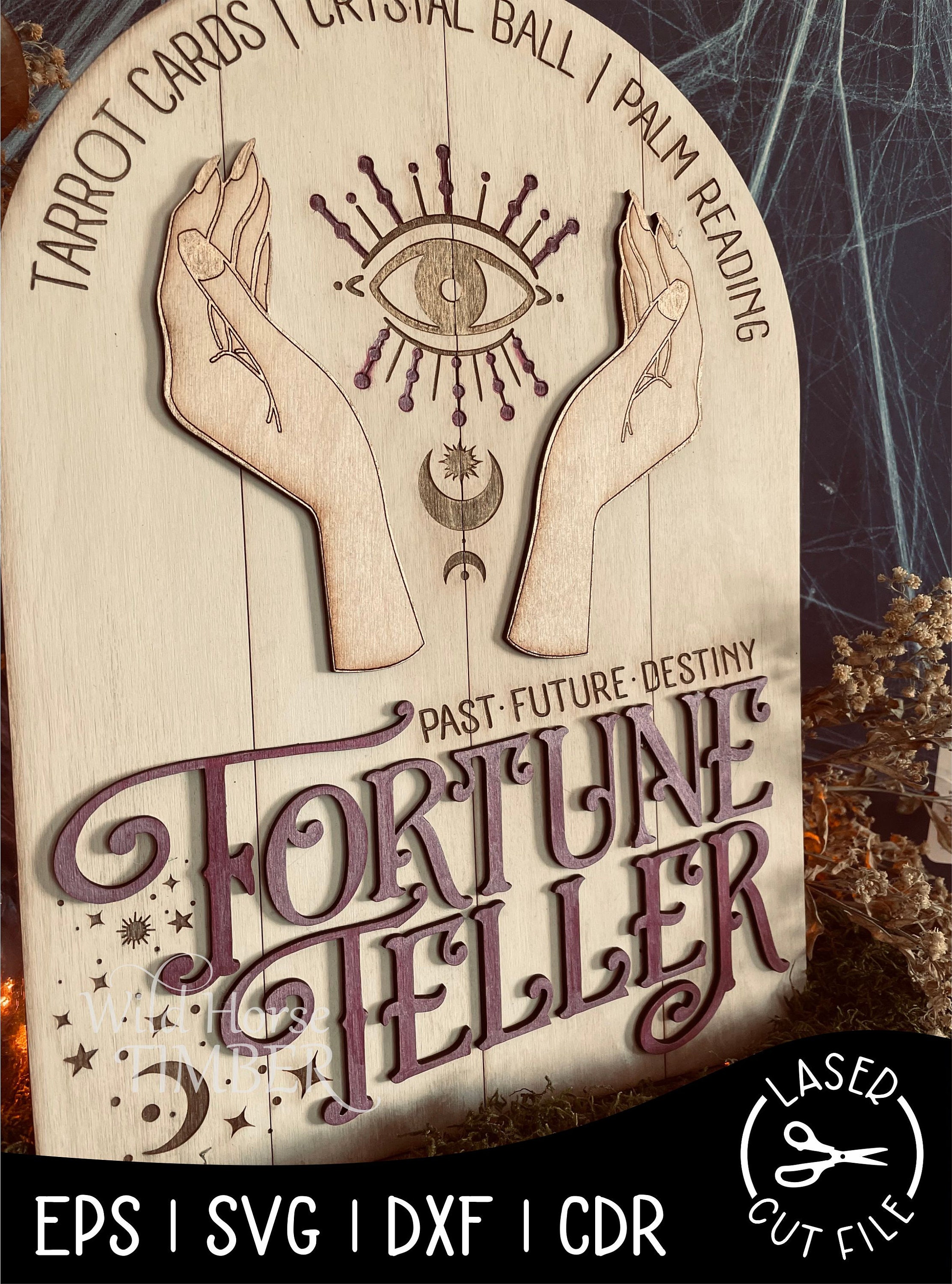 Old Fortune Teller Sign Tarrot Palm Reading Crystal Ball Etsy