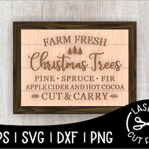 Farm Fresh Christmas Tree Sign Tree Farm Laser Cut File for Glowforge Epilog Projects Laser Cutting Download