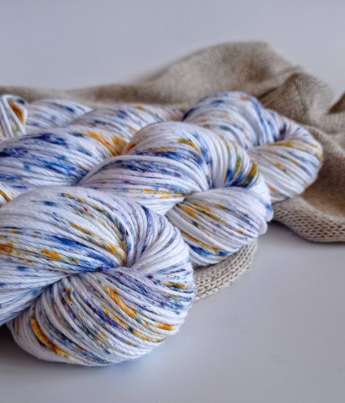 Hand dyed white cotton yarn with speckles dk weight Hand dyed Etsy