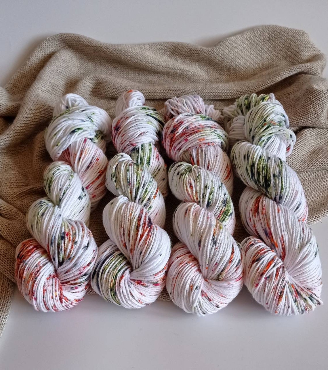 Hand dyed variegated cotton yarn skein dk weight Baby blanket | Etsy