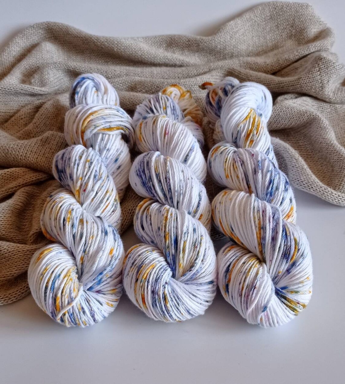 Hand dyed white cotton yarn with speckles dk weight Hand dyed Etsy