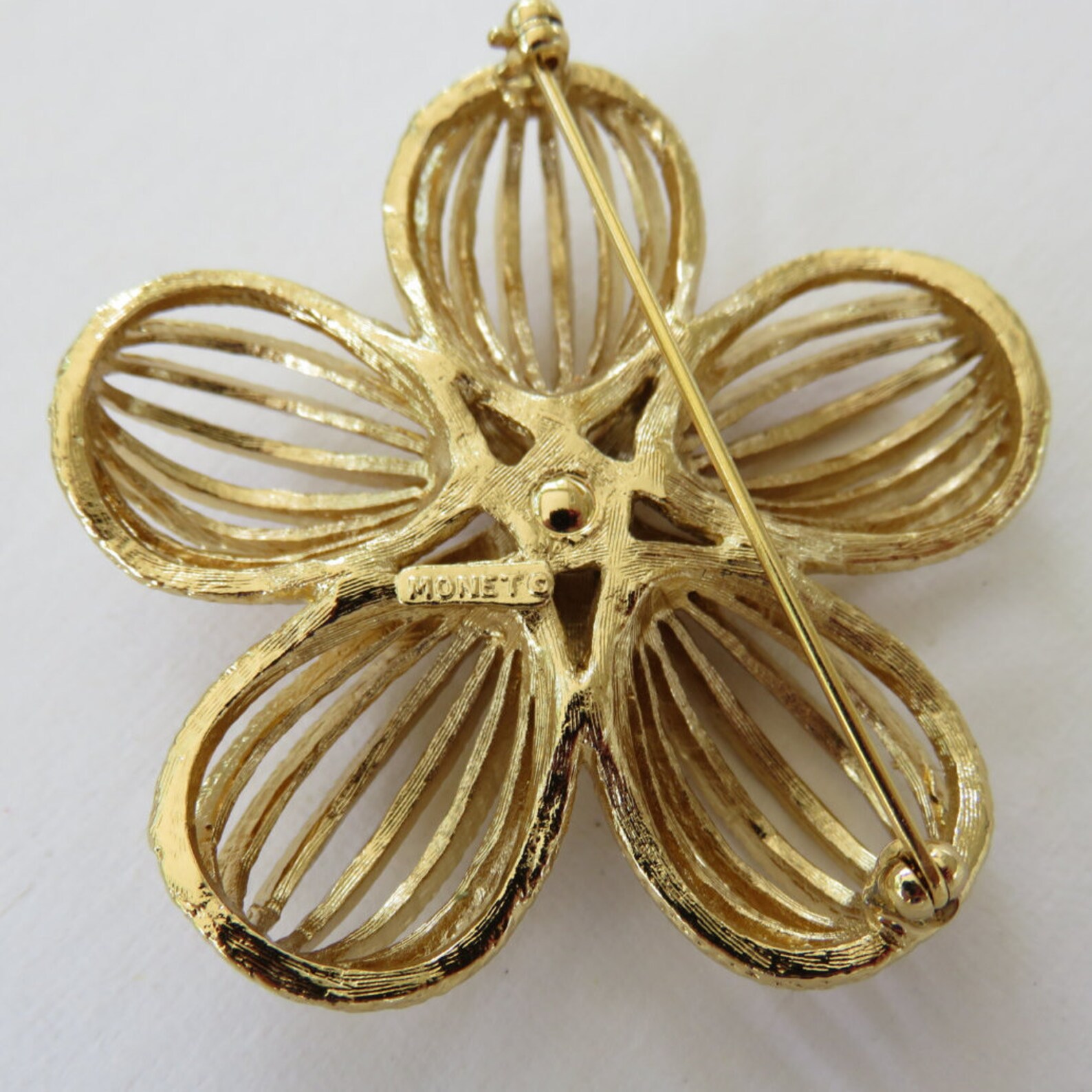 Vintage Jewelry Brooch Flower Brooch Gold Tone Pin Etsy
