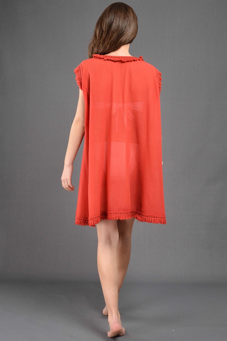 Lightweight One-Size Cotton Beach Wear for Women Poncho Summer Dress
