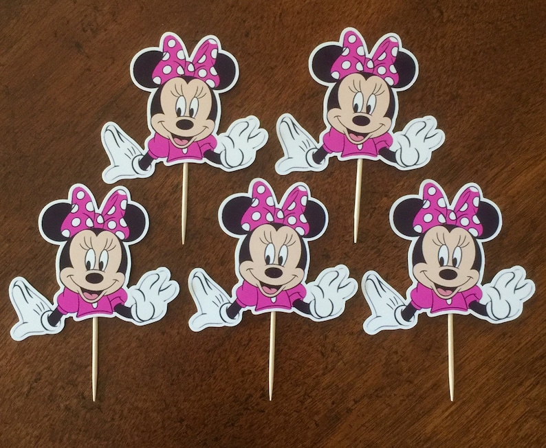 MINNIE MOUSE Cupcake Toppers PINK Minnie Mouse Cupcake Etsy