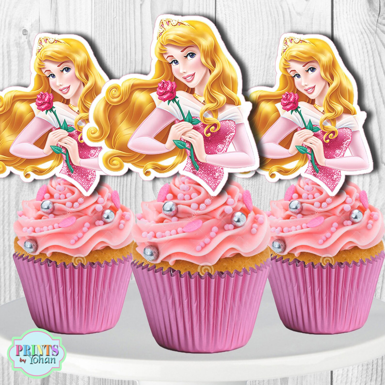 Princess AURORA Cupcake Toppers Princess Aurora Cake Pop Etsy