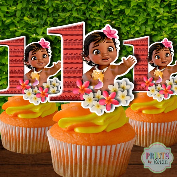 Baby Moana Cupcake Toppers Moana Cupcake Toppers Baby Moana Etsy